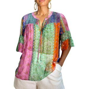 Anthropologie Multicolor Patchwork Blouse